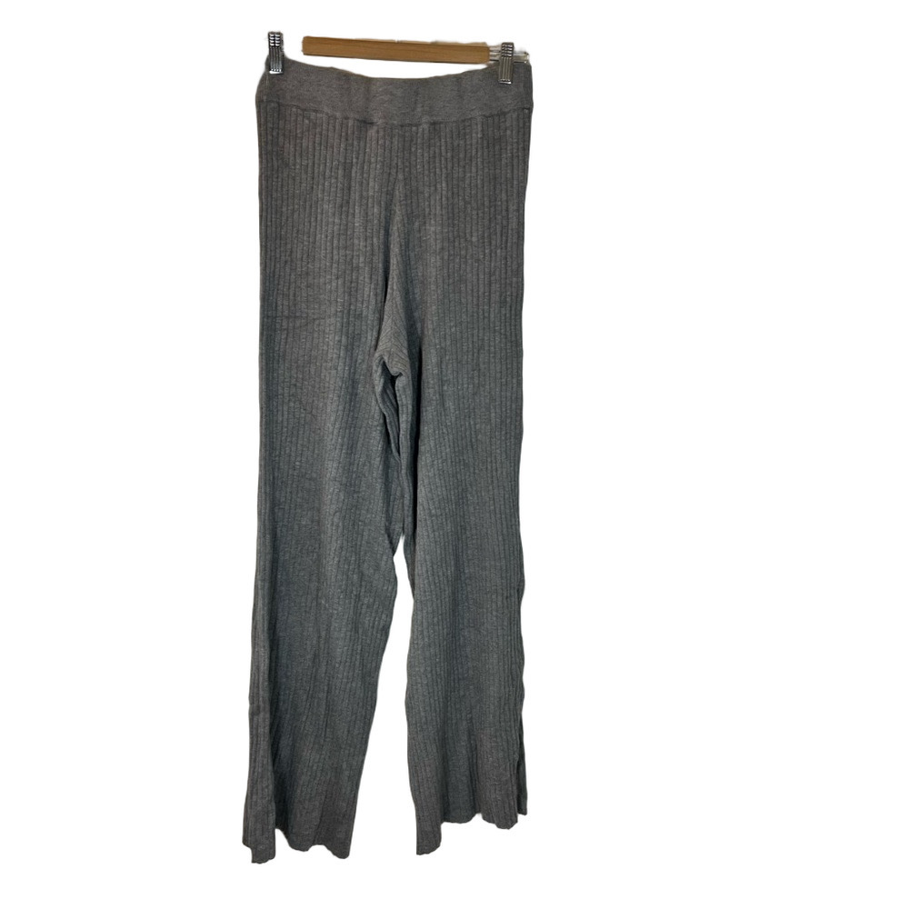Gray Ribbed Wide-Leg Pants - Picture 5 of 8